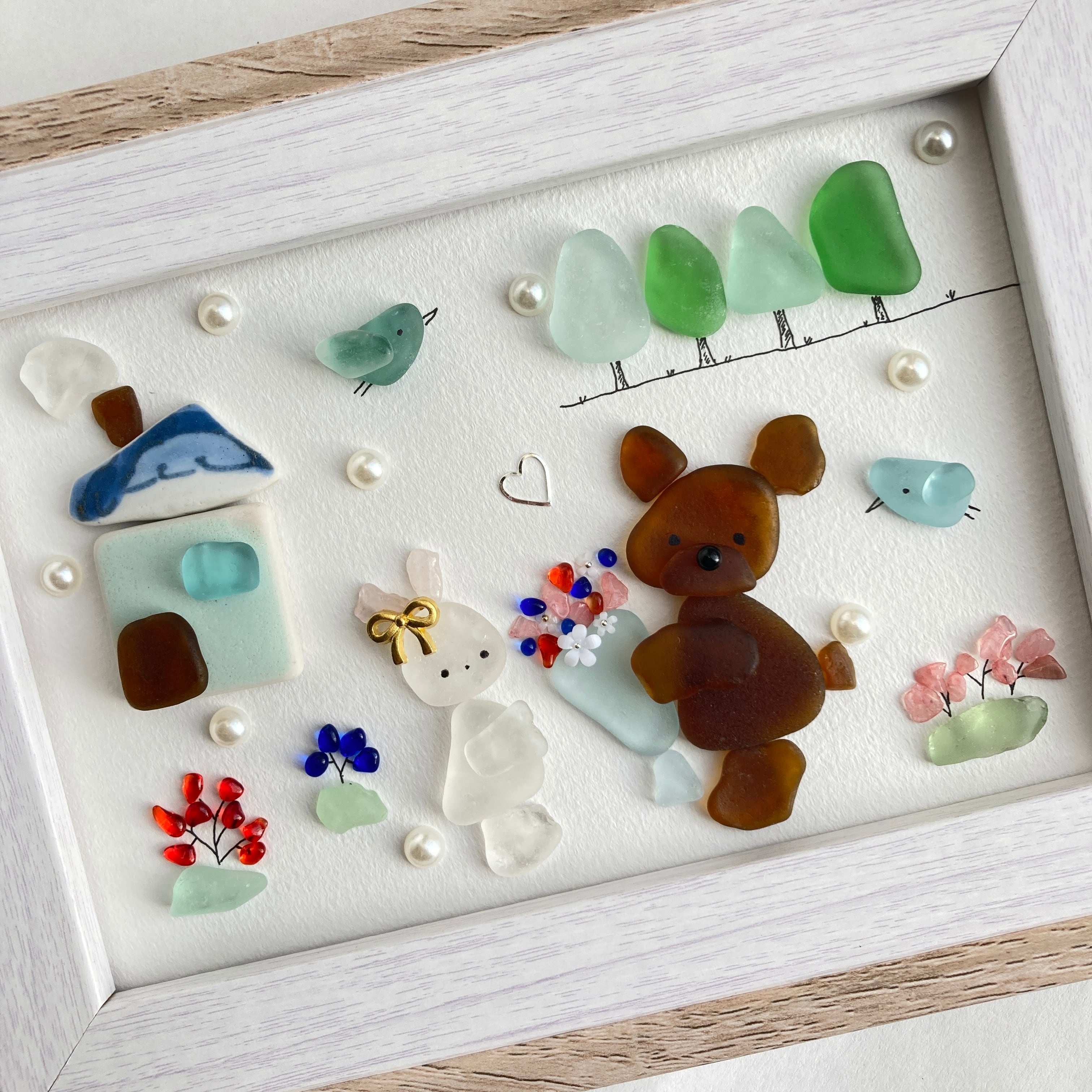 シーグラスアート 3点 うさうさ様ご確認用シーグラスアート 3点