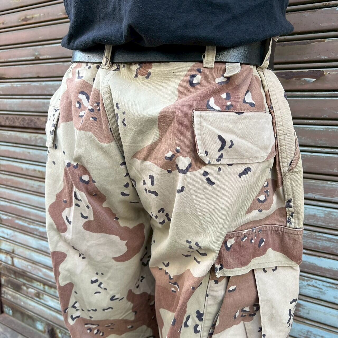 90s 米軍 実物 チョコチップカモ 迷彩 カーゴパンツ デザートカモ XL-S