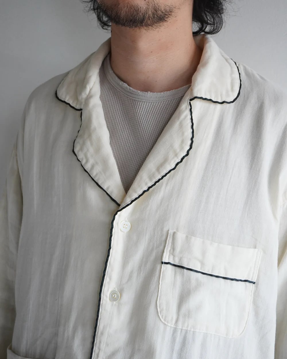 24SS】ANCELLM DOUBLEGAUZE PAJAMA SHIRT (IVORY) ANC-SH33 | IAAAM