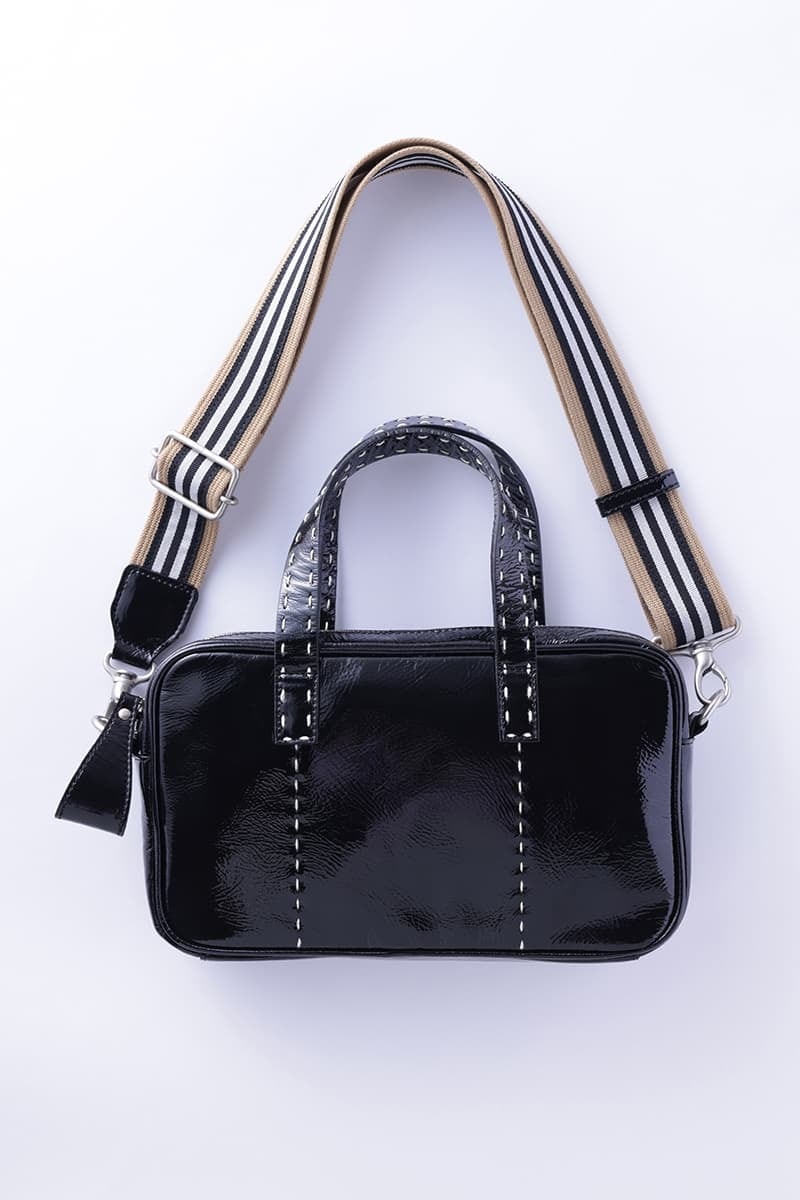 DEUX MILLE エナメル・2ウェイ ミニボストンバッグ ブラック | 大人に