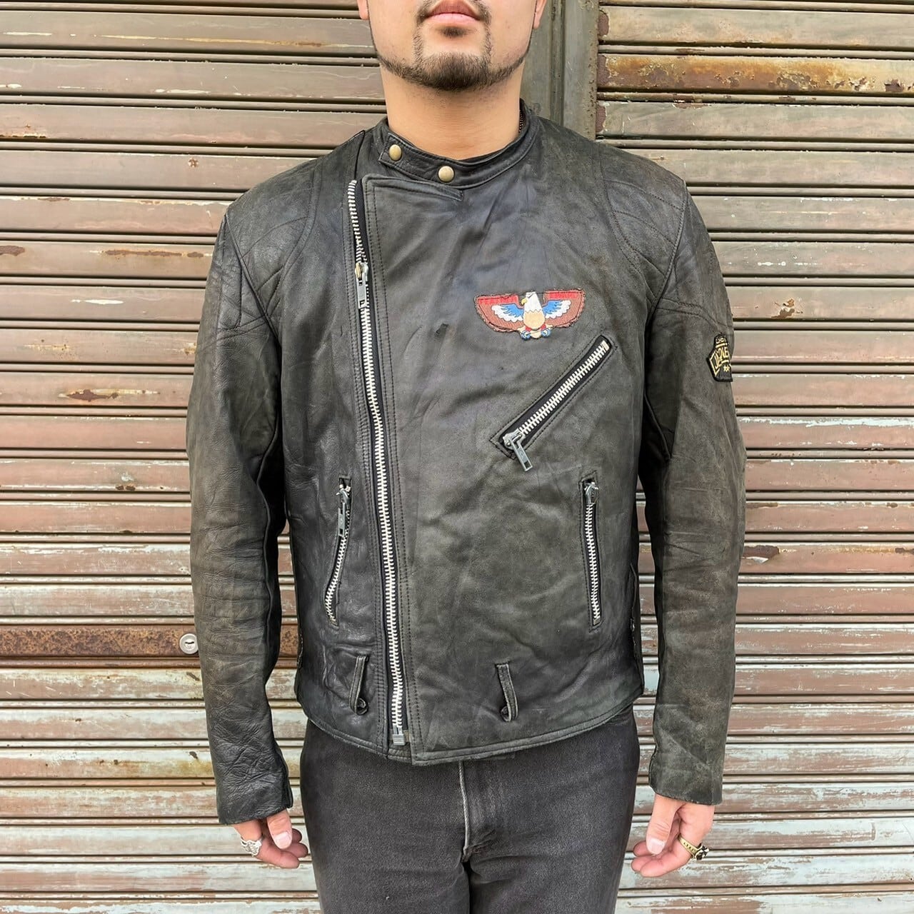 80s フランス製 ライダースジャケット シングル ヴィンテージ ユーロ