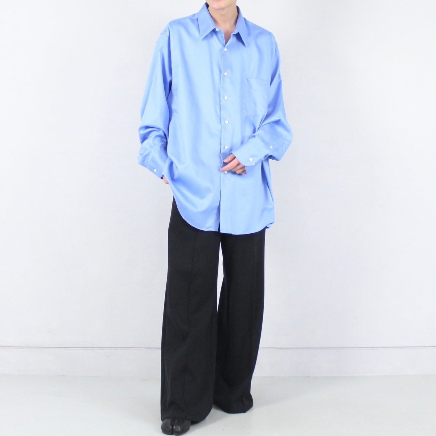 オーバーサイズ スモークブルー カラードレス シャツ 【OT-4178】 | cv