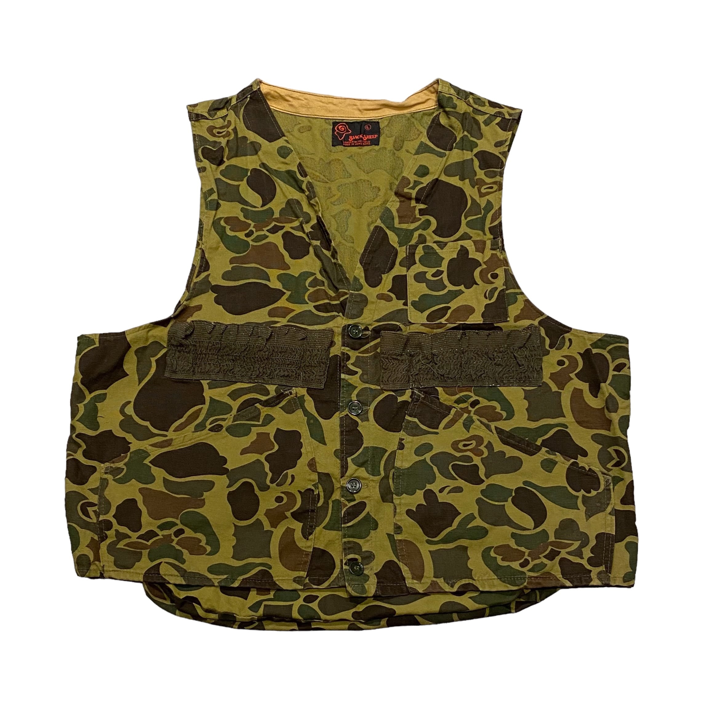 70's-80's Black Sheep Duck Hunter Camo Hunting Vest L / ブラック