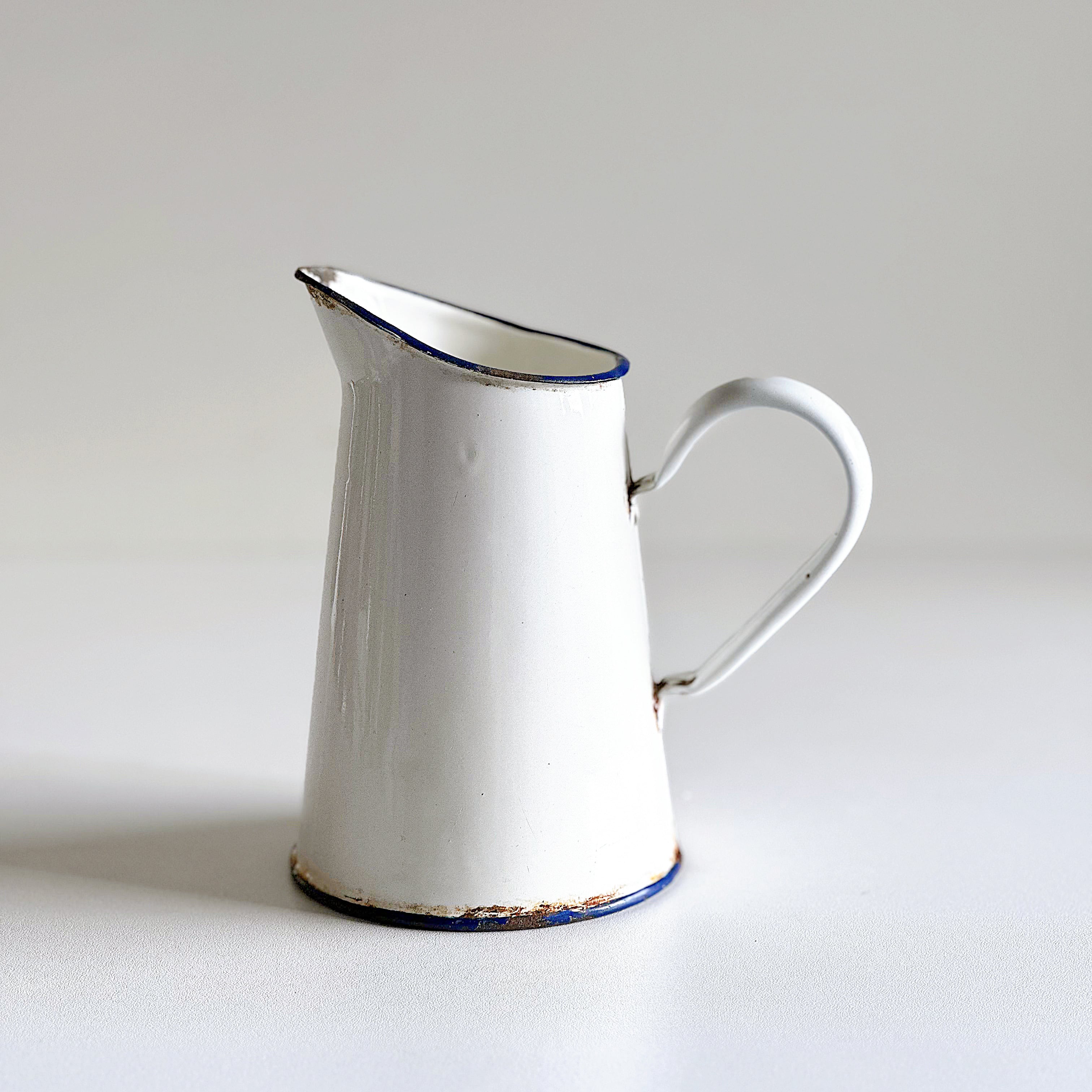 青ぶーです アンティーク ホーロー ミルク ポット キャリー 缶