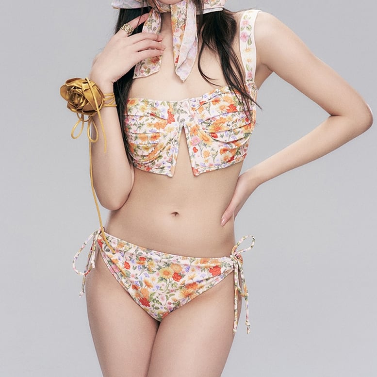 レディース ボタニカルビキニ水着 花柄ビキニ水着 セパレートビスチェ