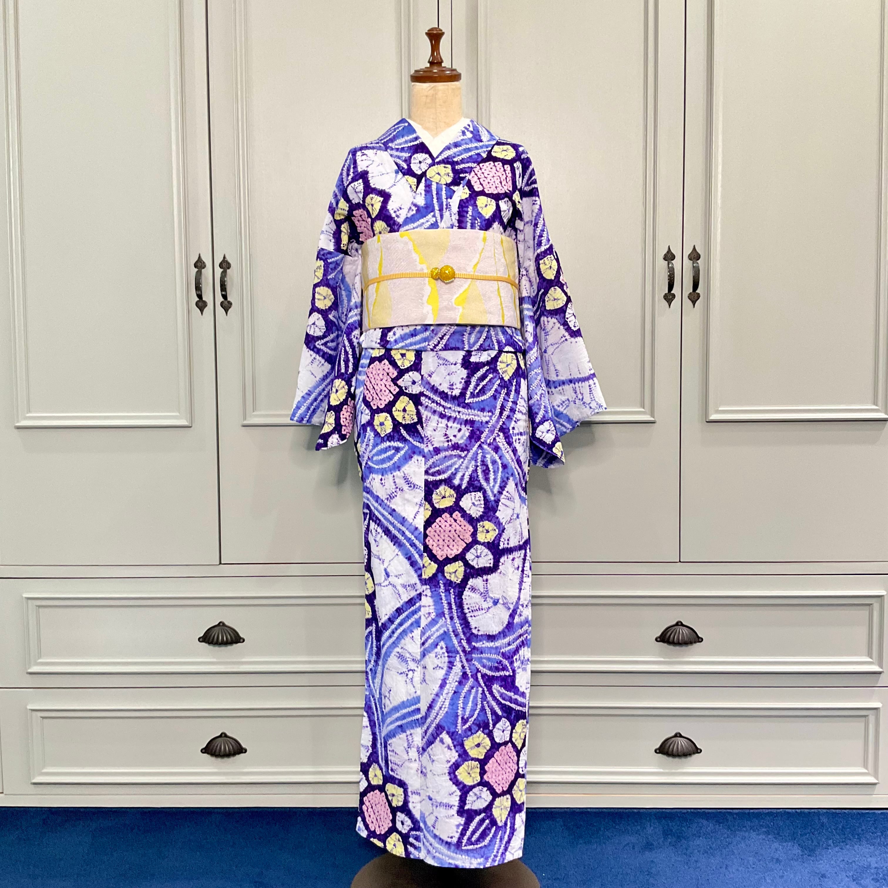 long＊向日葵ふわり＊有松鳴海絞り浴衣 ひまわり 花 A728 | kimono tento