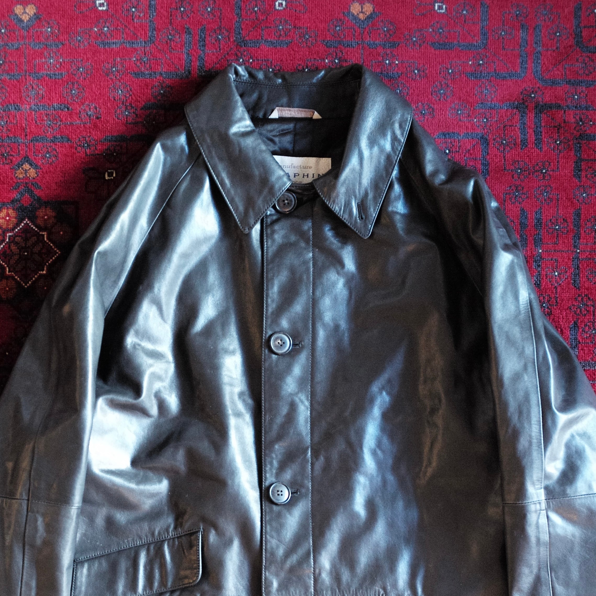 SERAPHIN レザーコート バルマカン ステンカラー ジャケット ブルゾン