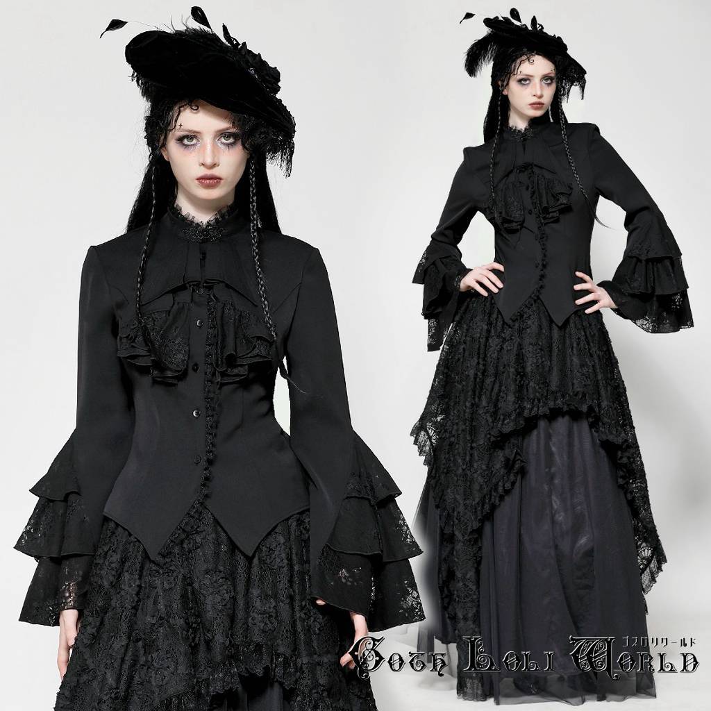 即納/送料無料】IW121 ダークロリータ フリル姫袖 ブラウス