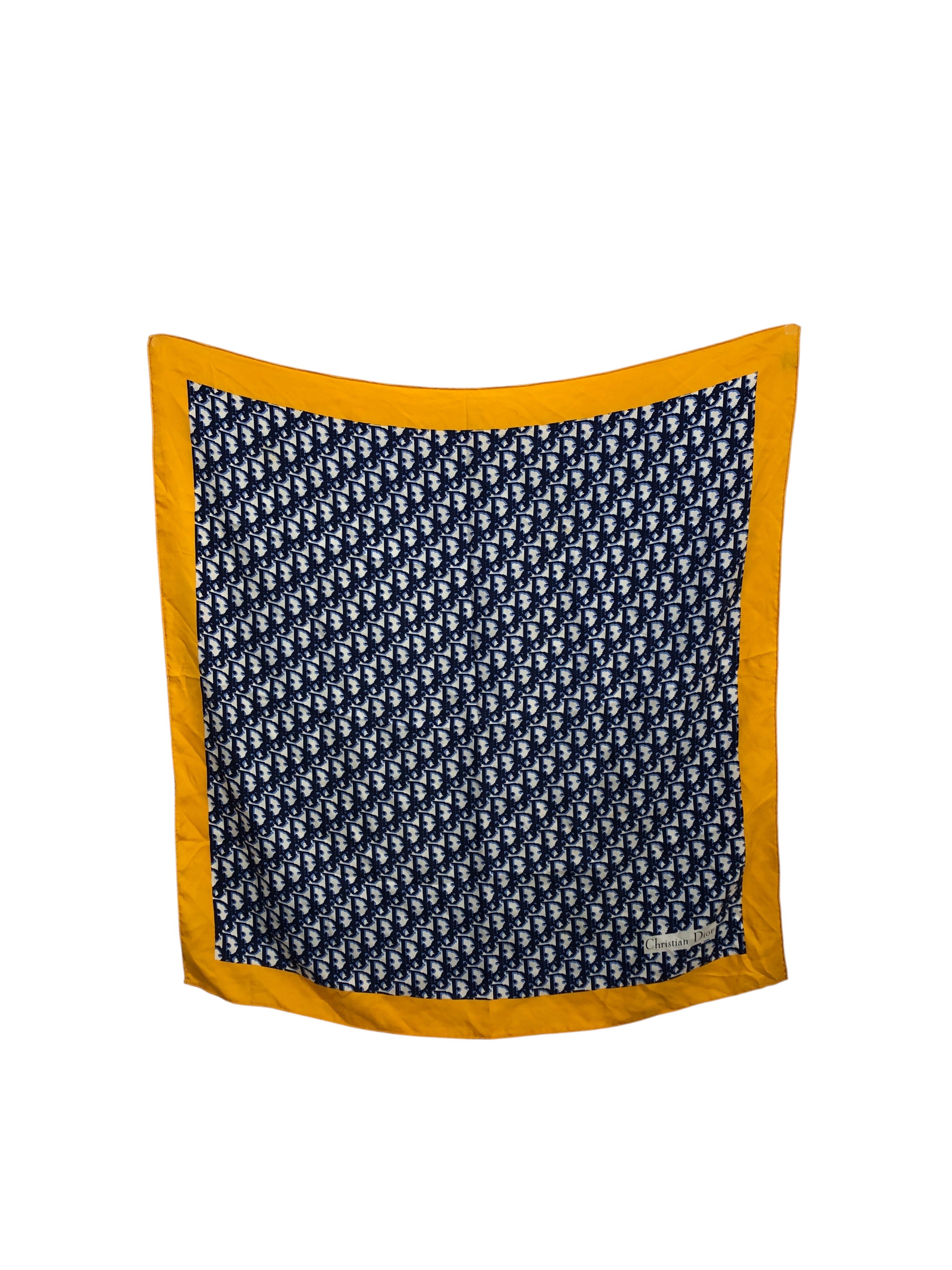 Christian Dior クリスチャン ディオール スカーフ オレンジ×ネイビー