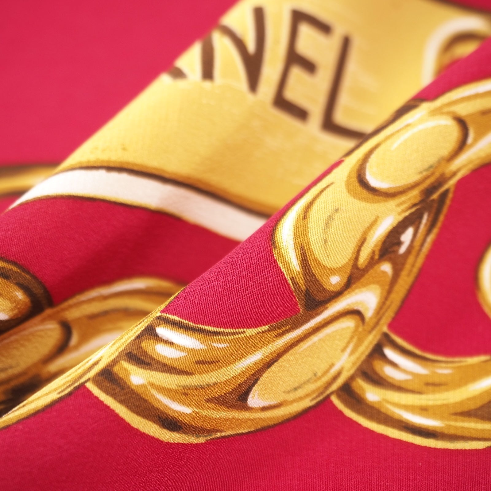 シャネル CHANEL スカーフ レッド ゴールド レディース 箱付 美品 4