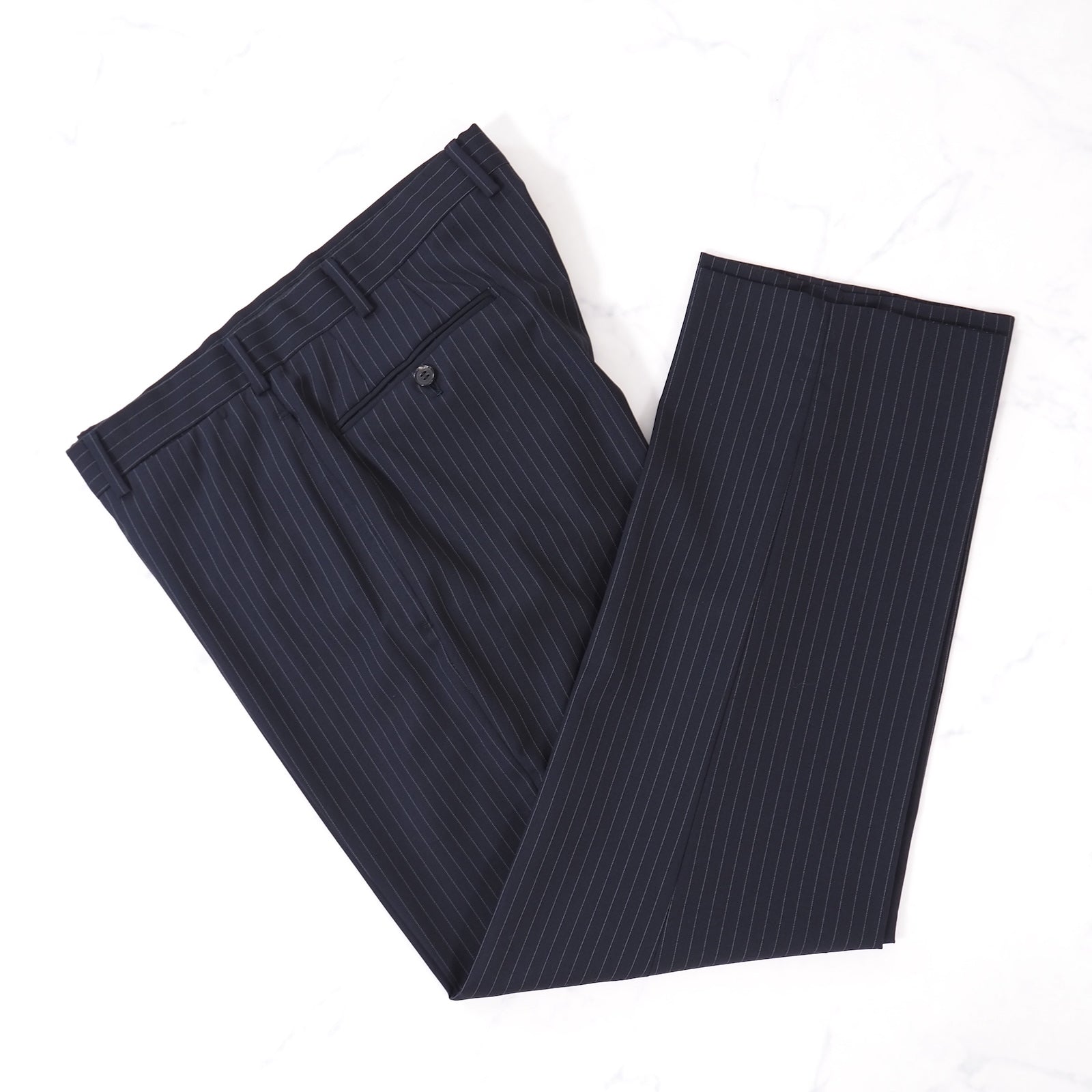 ベルベスト Belvest イタリア製 スーツ 46 ネイビー ストライプ メンズ