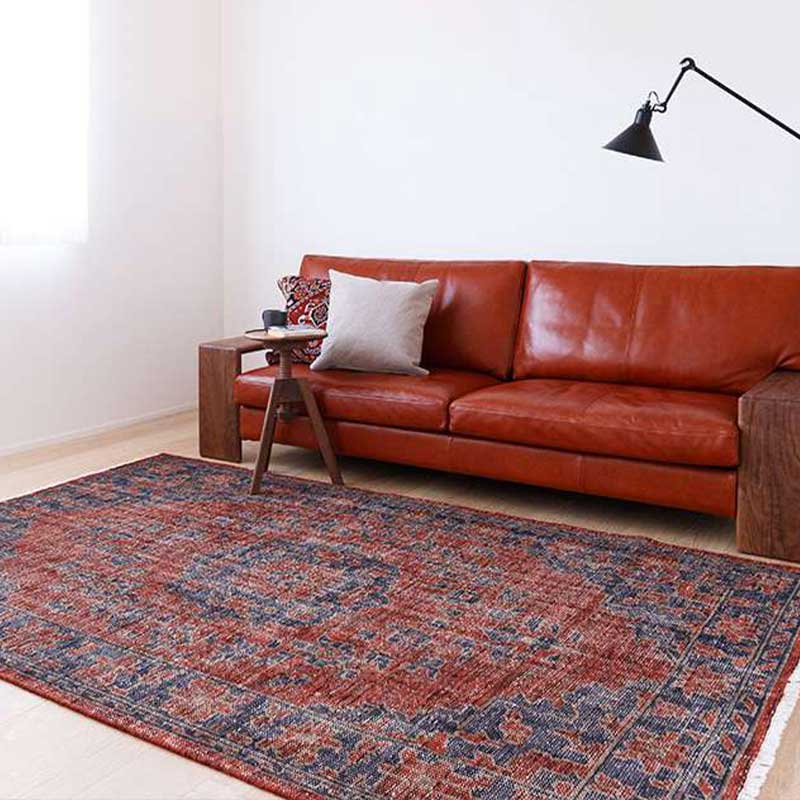 ヴィンテージ風ラグ ウール100％の赤い絨毯 [DP01ダークレッド] | ボー