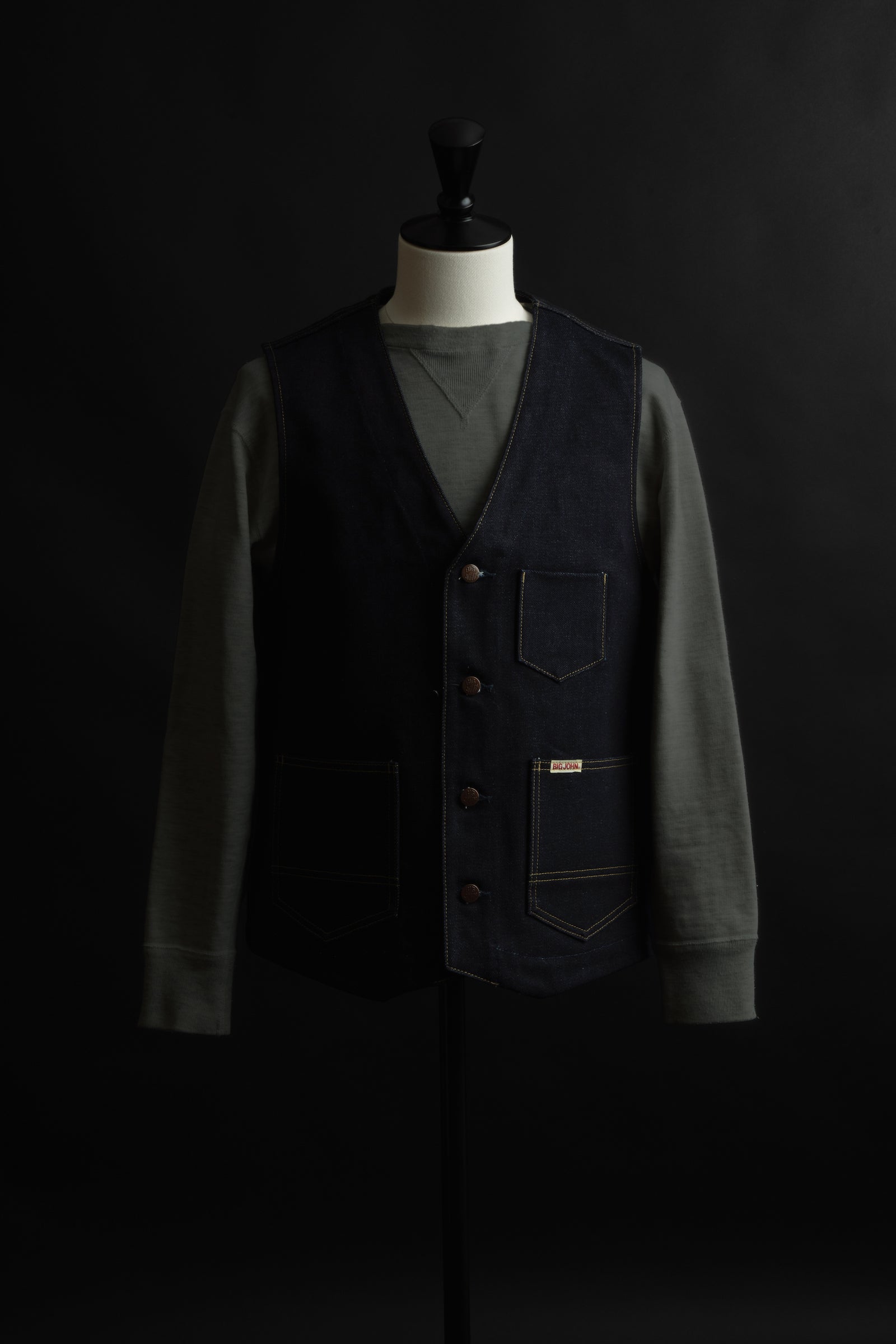 M602G (000B) 23oz selvedge denim Vest – BIG JOHN【公式】オンライン