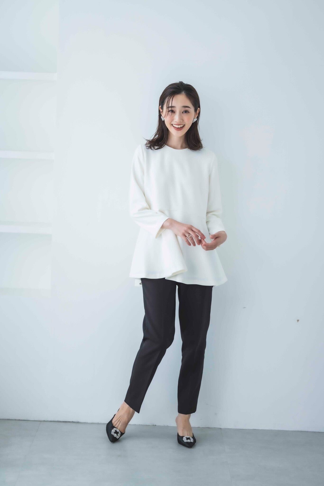 とろみペプラムトップス（ホワイト）【お上品な授乳服のお店bitnabi】