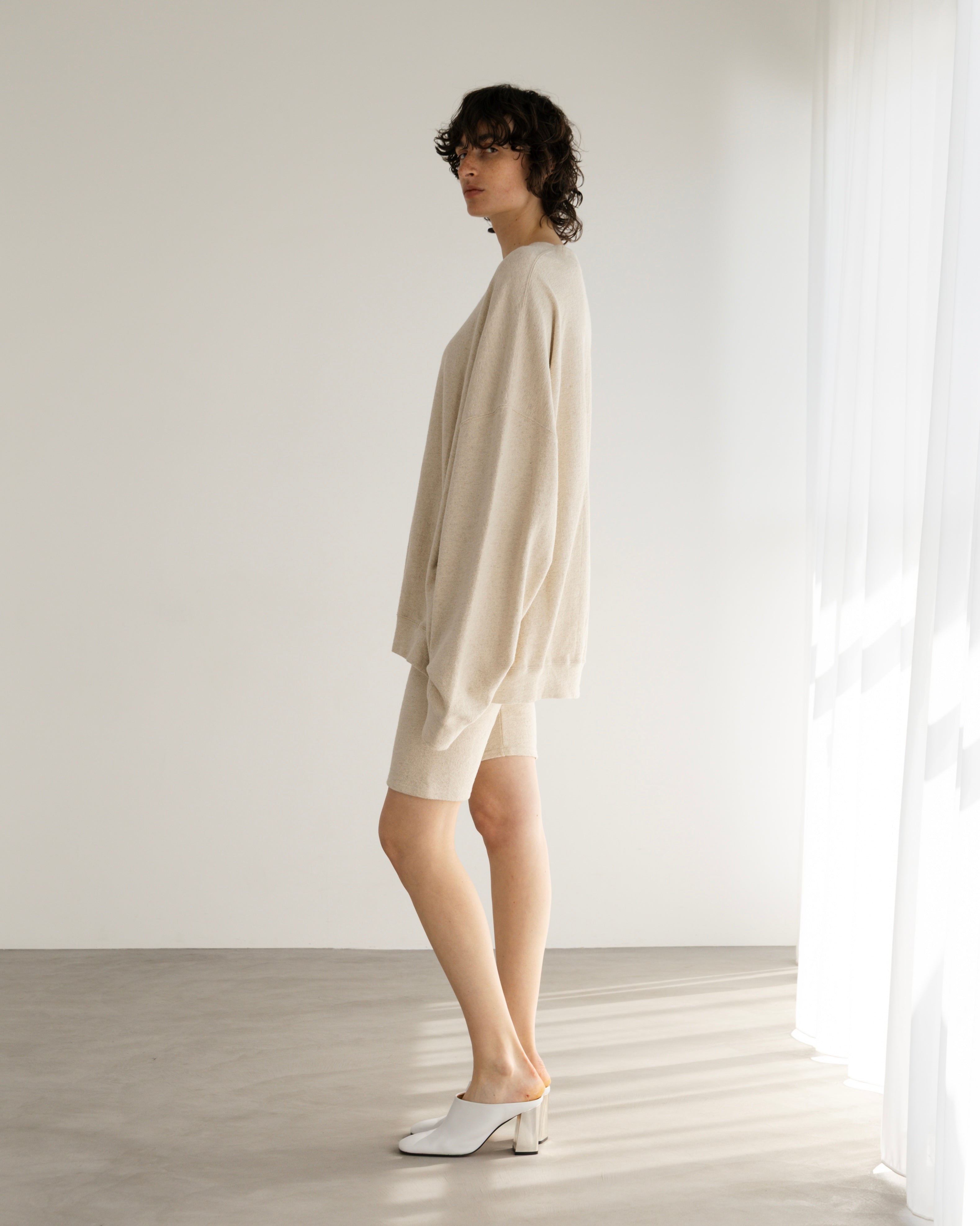 COTTON LINEN RIB SHORT LEGGINGS（コットンリネンリブショート