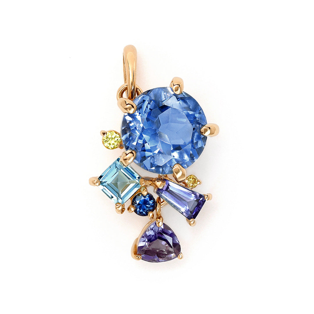 カラーチェンジフローライト×マルチカラージュエル K18/PTペンダント