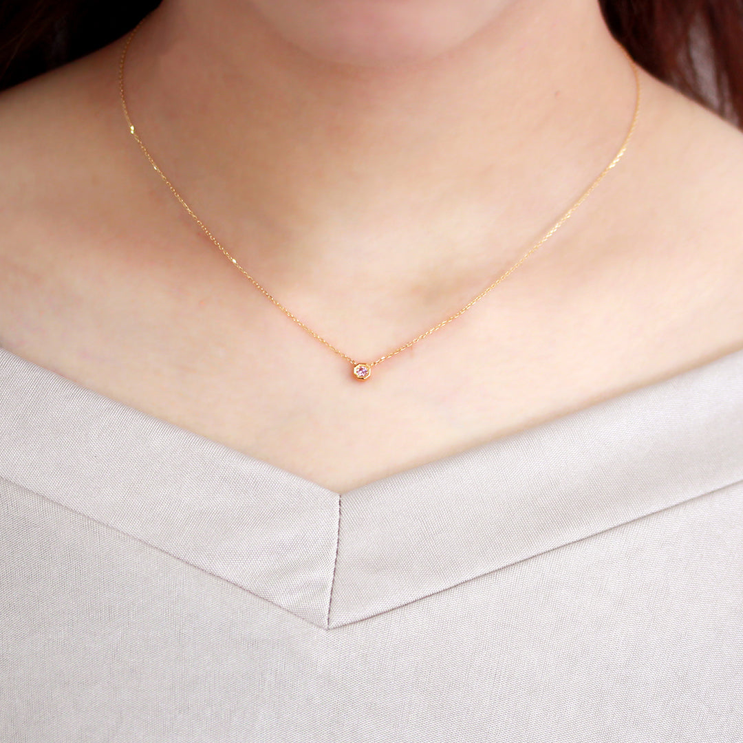 天然 ピンクダイヤモンド K18 ネックレス アン