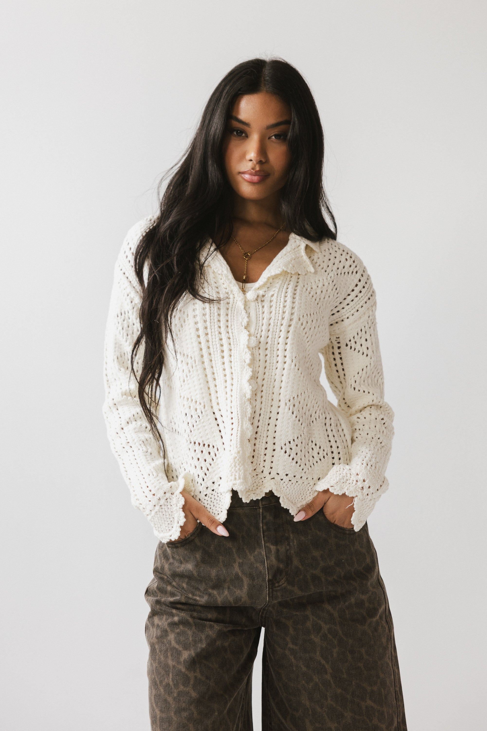 Mary Crochet Cardigan in Off White - FINAL SALE