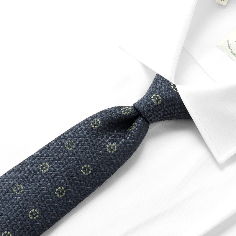 ウールシルクジャカード小紋柄ネクタイ／351059（ネイビー） | Wool