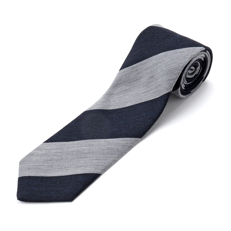 ウールコットンツイルレジメンタルネクタイ／459038（ネイビー×グレー