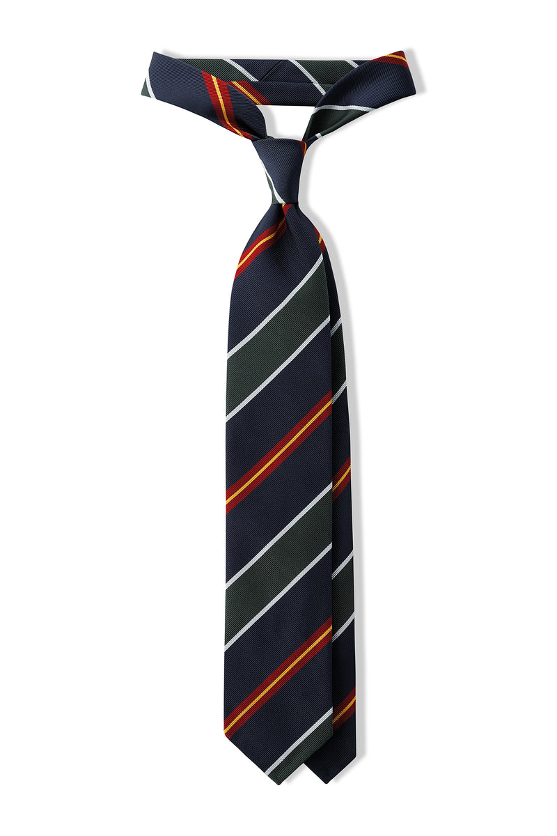 3-Fold Preppy Repp Silk Tie - Royal Navy / Green / Red | Brunati Como®