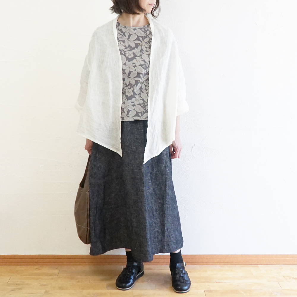 BR1733】 リネンデニム・ボックスタックスカート | ブランチエム│50代