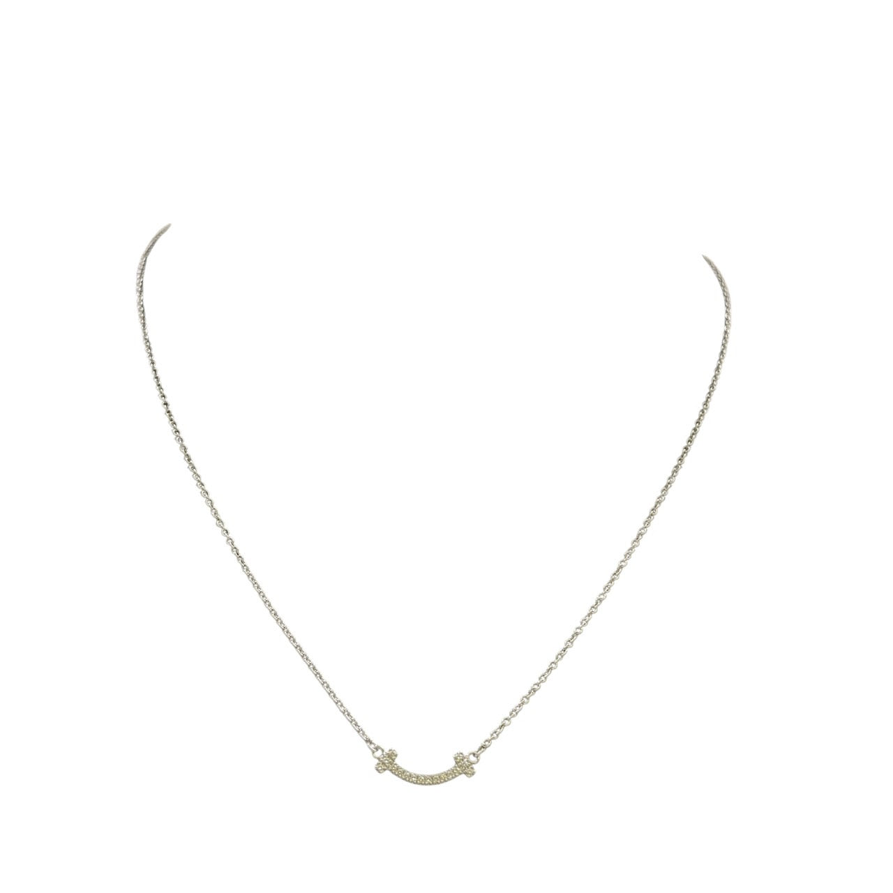 TIFFANY&Co.】ティファニー Tスマイル ミニ ネックレス K18ホワイト