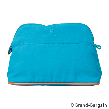 HERMES(エルメス)/ボリードポーチ/トワルアッシュ×ターコイズブルーの
