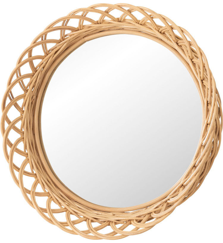 ラタンミラー ミラー 鏡 姿見 壁掛け ウォールミラー 丸型 円型 ラタン