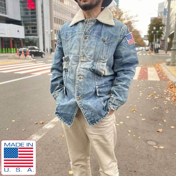 70s USA製 Lee リー STORM RIDER 裏ボア デニムジャケット L程度 ハチ