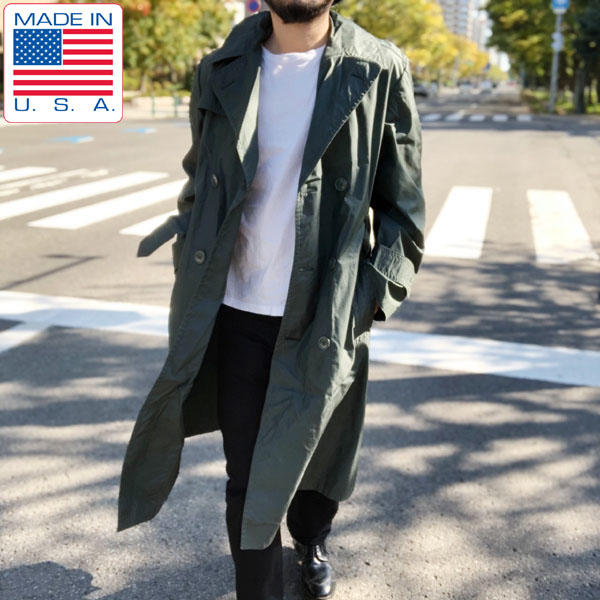 60's/USA製/実物/米軍/US ARMY/レインコート/緑系【38R】トレンチ