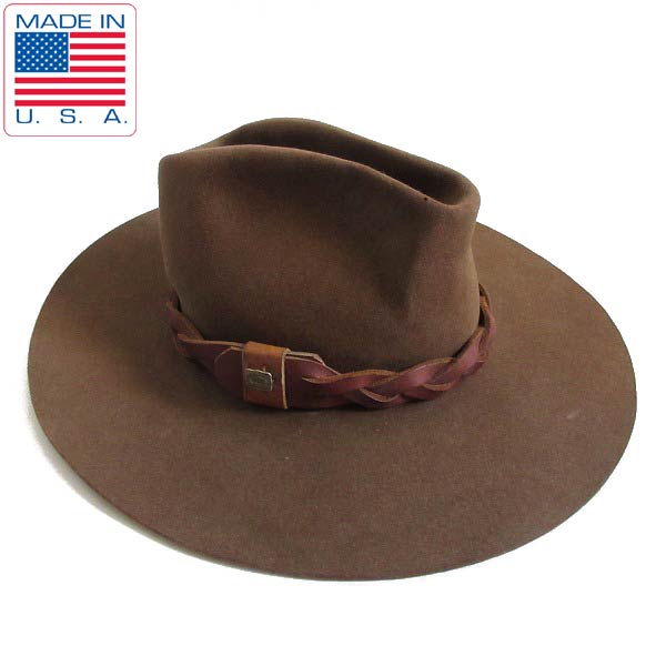 USA製/RESISTOL/レジストール/フェルト/ハット/レザーリボン付き/中