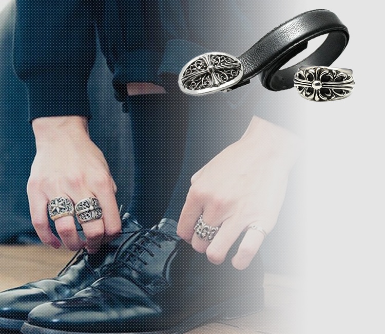 クロムハーツ好きに☆ダブルフローラルクロスリング☆15号 CHROME