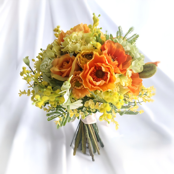 生花に見える】ミモザ2025 ウェディングブーケ 造花 ブーケ クラッチ