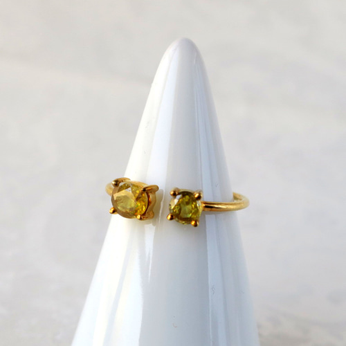 スフェーン リング K18GP 【7月の誕生石】フリーサイズ｜天然石指輪