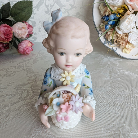 再販】ハーフドール 【 忘れな草ちゃん 】 磁器 人形 レース ドール