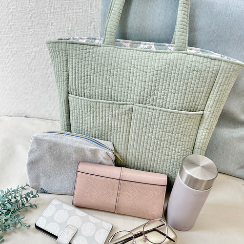 パステルポピーのヌビバッグ♪ファスナータイプ大きめ肩掛け♪正面