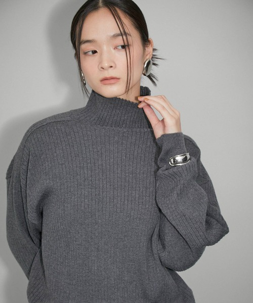 WEB限定・洗える】WOOL混リブタートルニット（ニット/セーター）｜ADAM