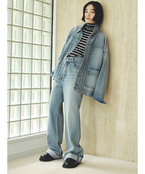 裾折り返しストレート美脚デニム（デニムパンツ）｜MIESROHE