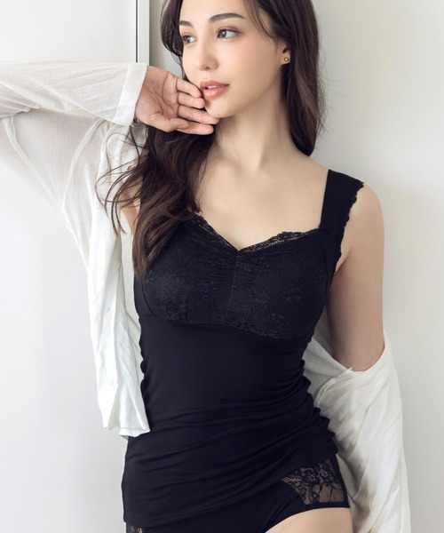 GOLDS∞infinity 黒紫 プリーツキャミソール GOLDSinfinity