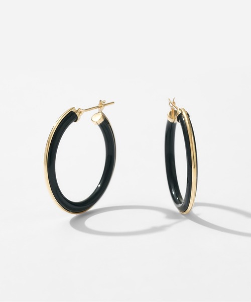 K18 オニキス フープ ピアス（ピアス（両耳用））｜Jewel closet by