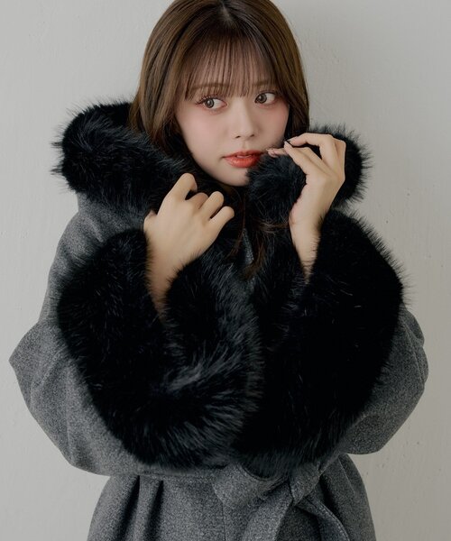 セール】【4色展開】ファー襟ケープコート（ポンチョ）｜Chico（チコ