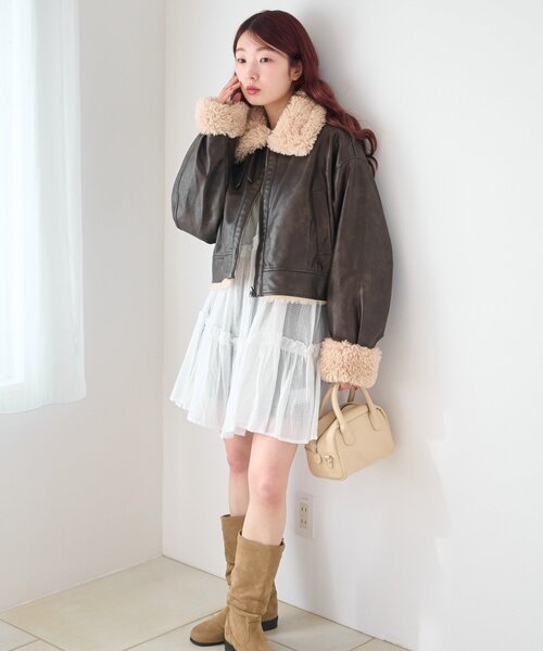 Kastane（カスタネ）の「【S.Mサイズ展開】ボアフライトジャケット