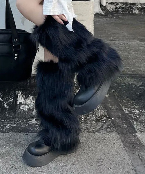 MEMECLE / メメクル 】フェイクファーレッグウォーマー（レッグ