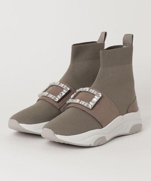 diana（プラスダイアナ）の「【ミドル丈】クリスタルバックル ニット