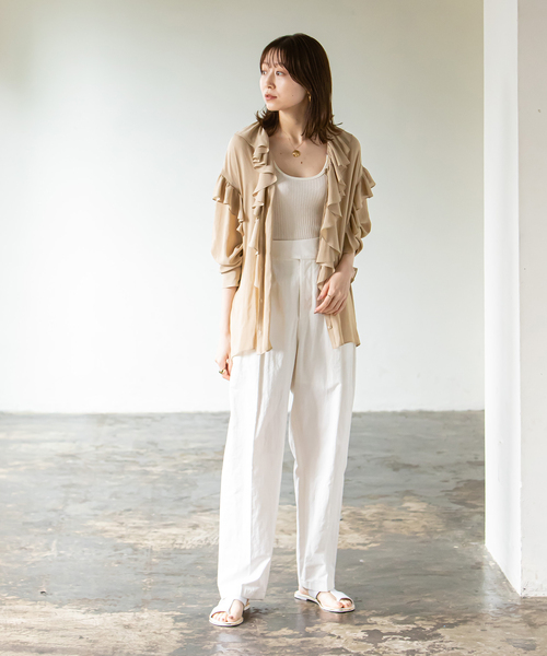 Noble（ノーブル）の「シマージョーゼットラッフルブラウス（シャツ