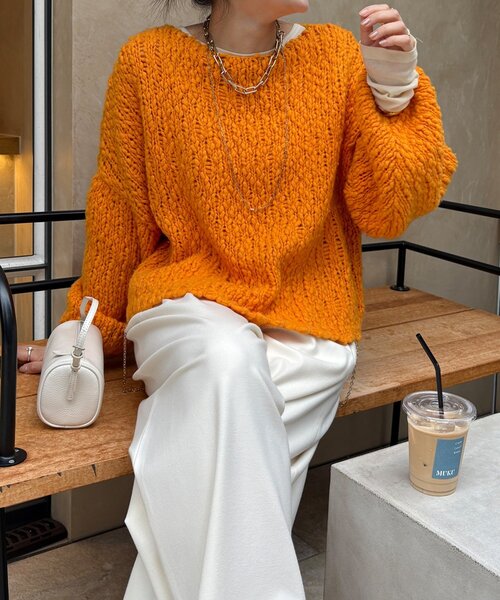 セール】ウールスラブロービングニット（ニット/セーター）｜DouDou