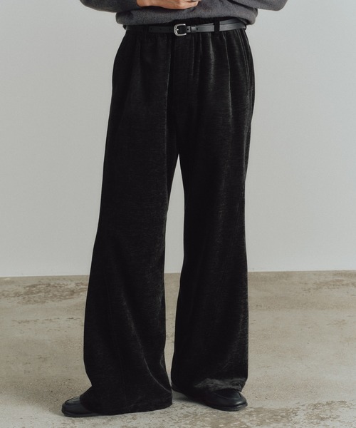 WASHED VELVET CURVE CUT WIDE PANTS（その他パンツ）｜WYM LIDNM