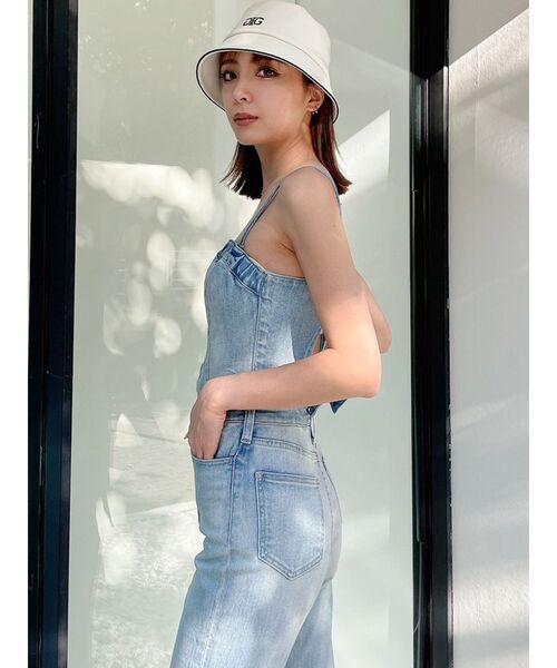 GYDA（ジェイダ）の「BACKリボンデニムロンパース（サロペット