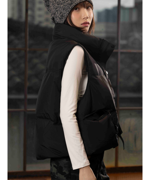 セール】オーバーサイズダウンベスト [ブラック]（ダウンベスト）｜THE